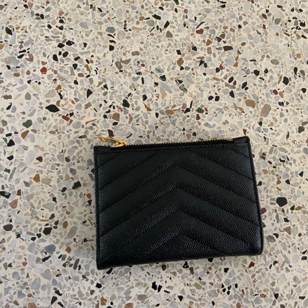 Saint Laurent Monogram YSL Black Grained Leather Ziptop Wallet - Picture 3 of 16